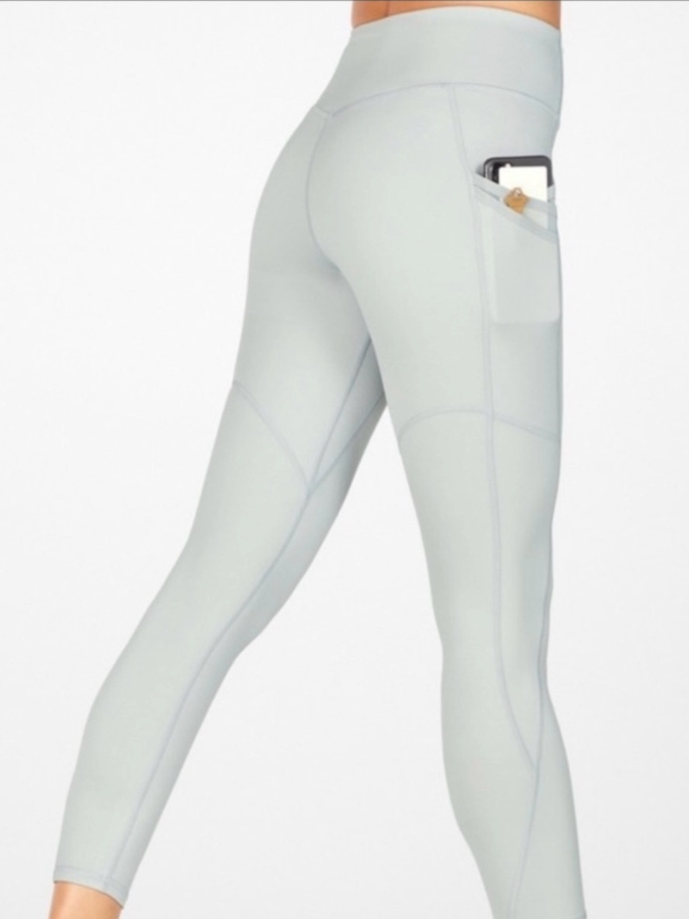 Fabletics NEW Light Gray Motion 365 Leggings Medium Trinity w/ pocket 7/8
